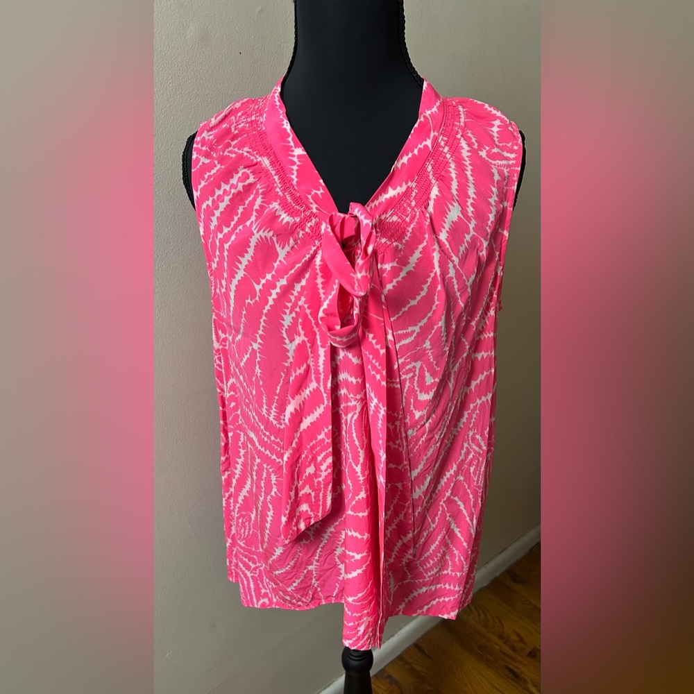 Pink and White Tie-Front Top